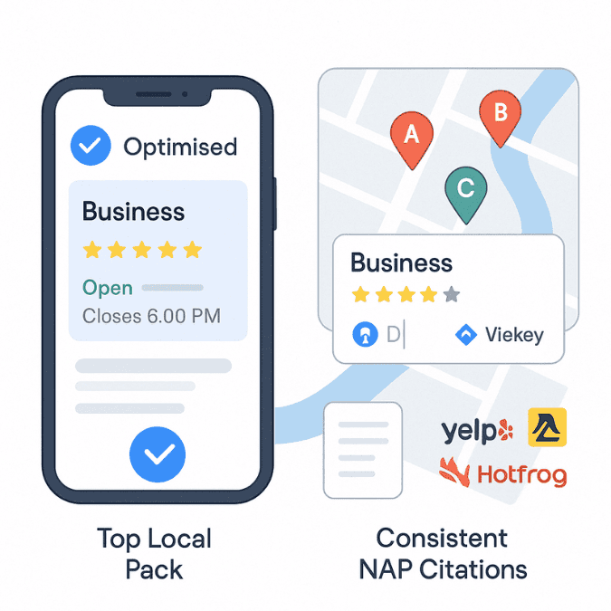 Local SEO (Google Business Profile, citations, maps pack)